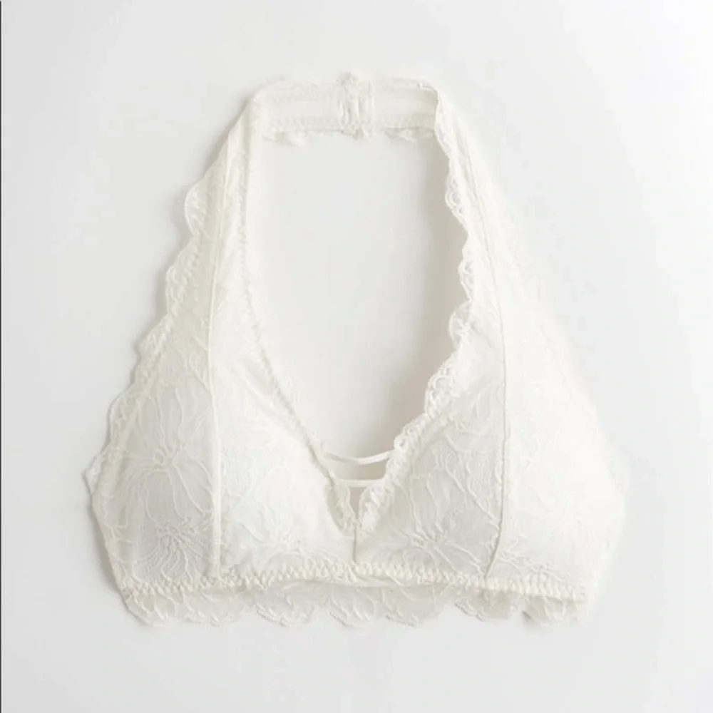 Gilly Hicks Hollister | Floral Lace Halter Bralette White Y2K Limited Edition
